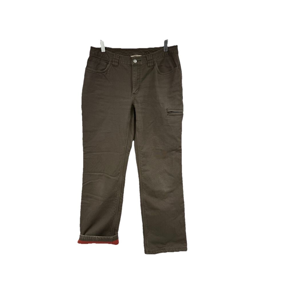 Duluth Trading Brown Fleece‎ Lined Firehose Canvas Work Pants Womens 10X33